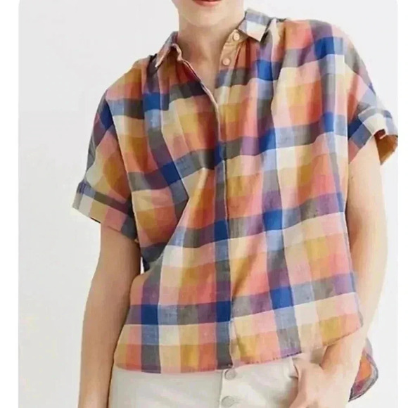 Madewell Hiltop Rainbow Cropped Plaid Top XXS - Picture 2 of 8